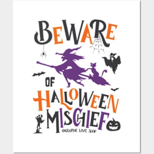 Beware of Halloween Mischief, Purple, Orange Black © GraphicLoveShop Posters and Art